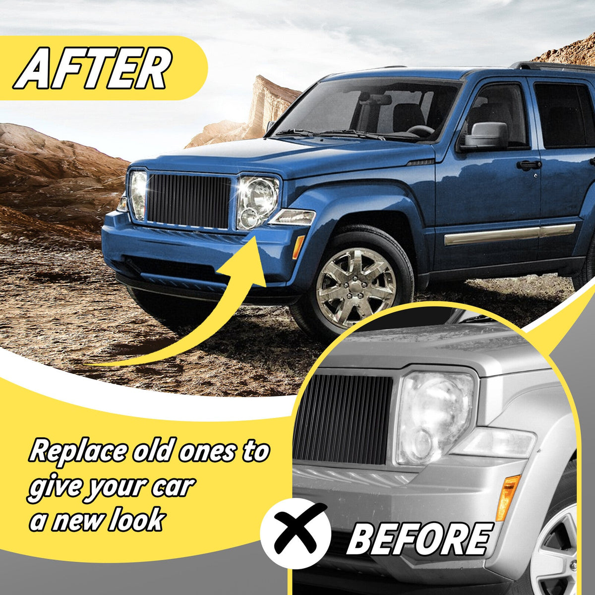 Pair Headlights Lamp Set Left & Right With Fog Lights For JEEP Liberty 2008-2012