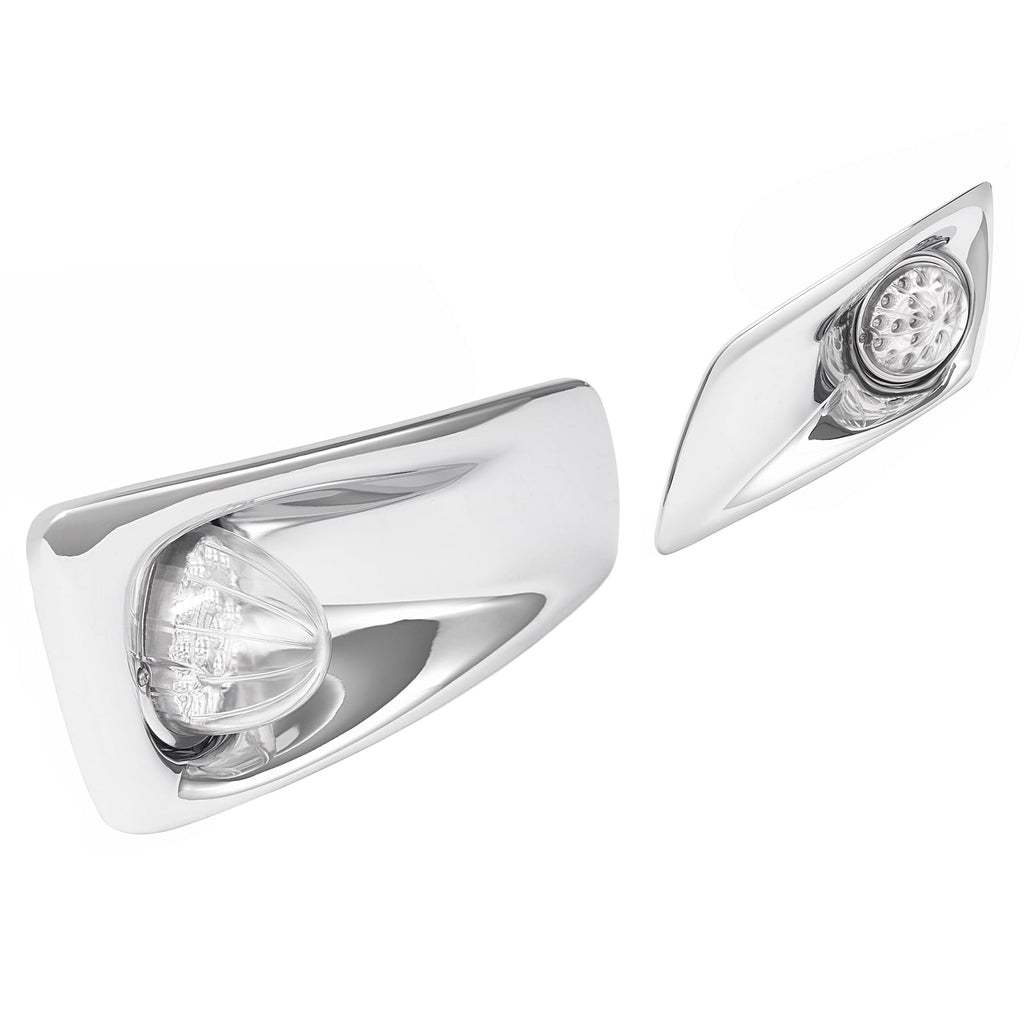 LED Fog Lights Lamp W/Bezel Clear Lens Pair LH & RH For Kenworth T660 2007-2017