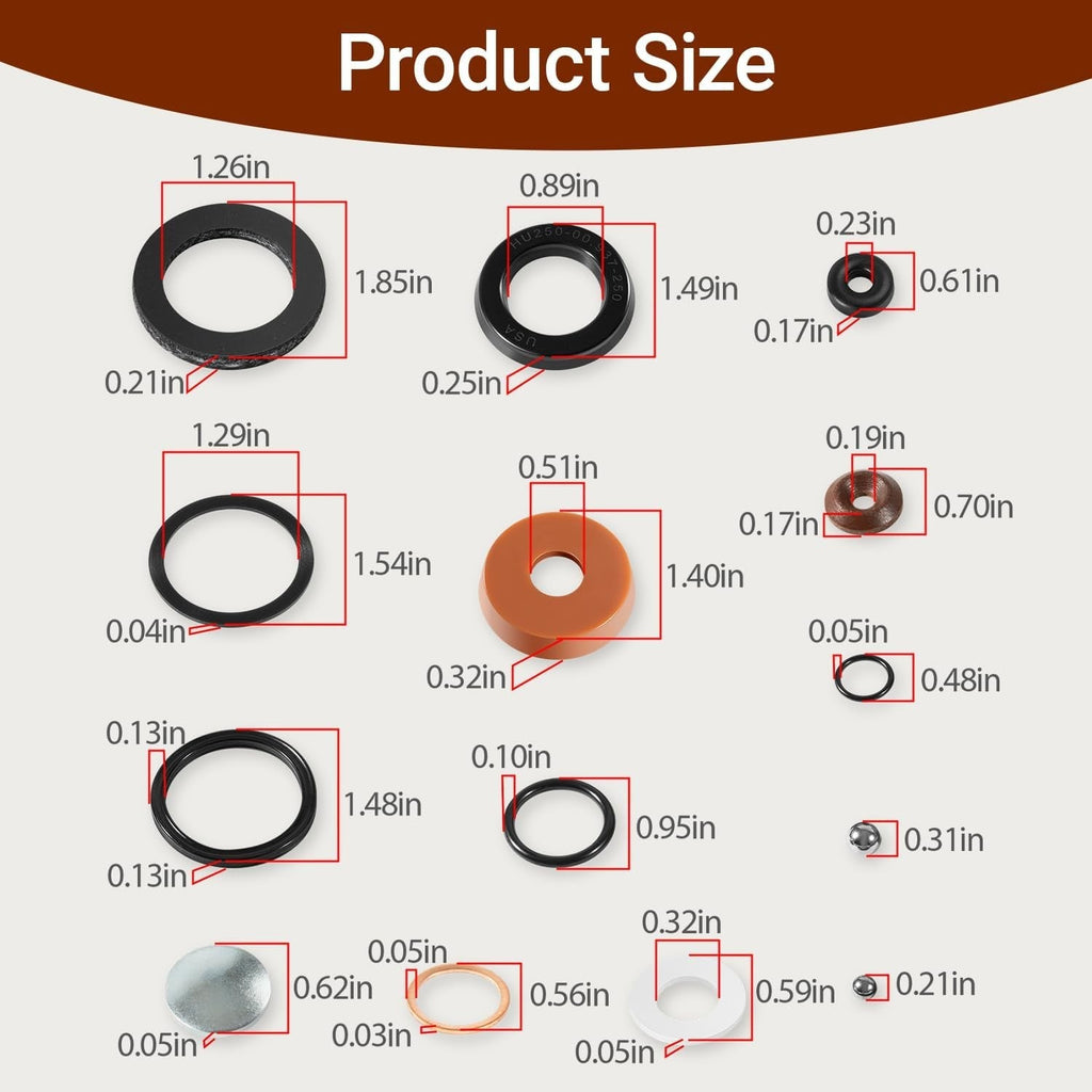 for Lincoln Walker J-122 1.5 Ton Floor Jack Hydraulic Seal Repair Kit (18 PCS)