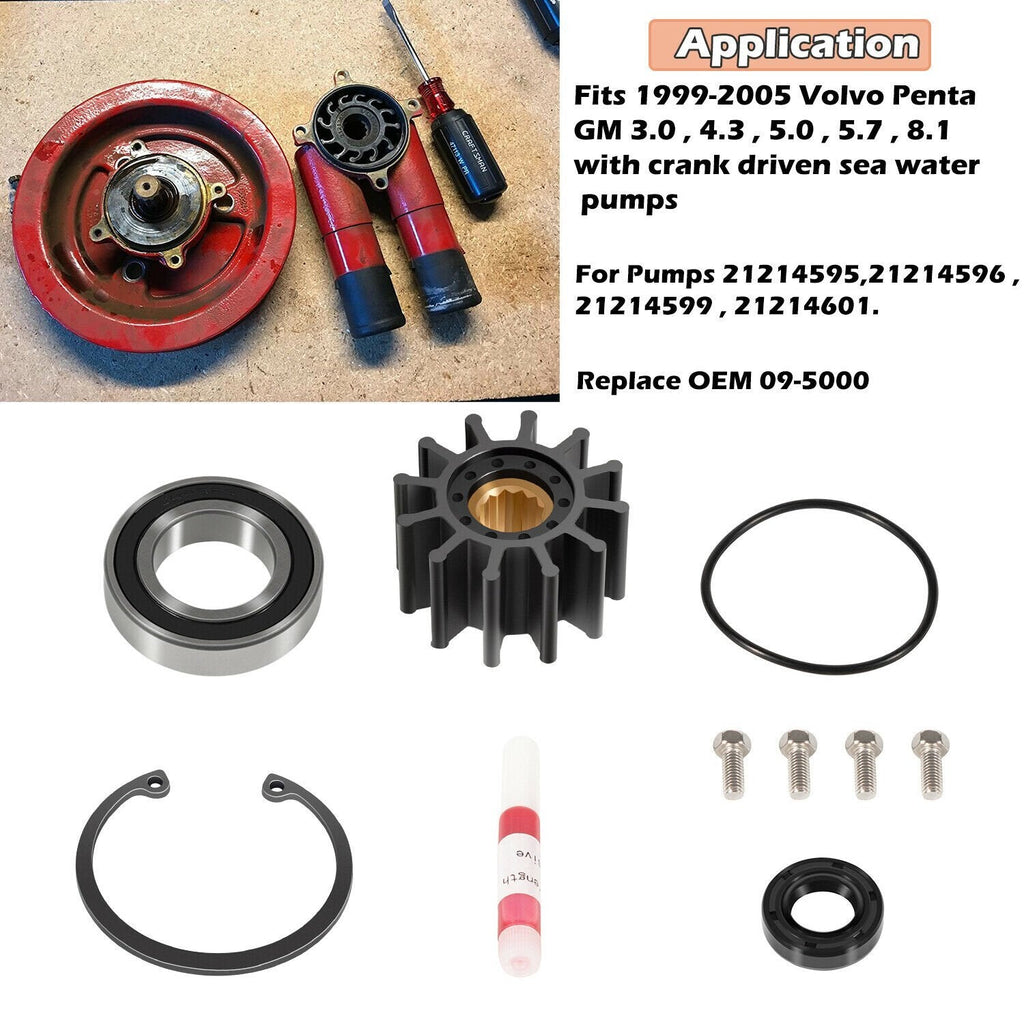 For Volvo Penta Raw Sea Water Pump Repair Rebuild Kit 5.0Gi 5.0GL 5.0GXi 5.0OSi