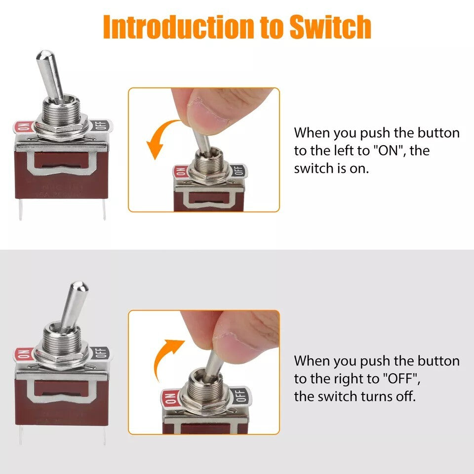 Toggle Switch 12V 30A Heavy Duty ON/Off 2Pin SPST Waterproof Toggle Switch 2Pack