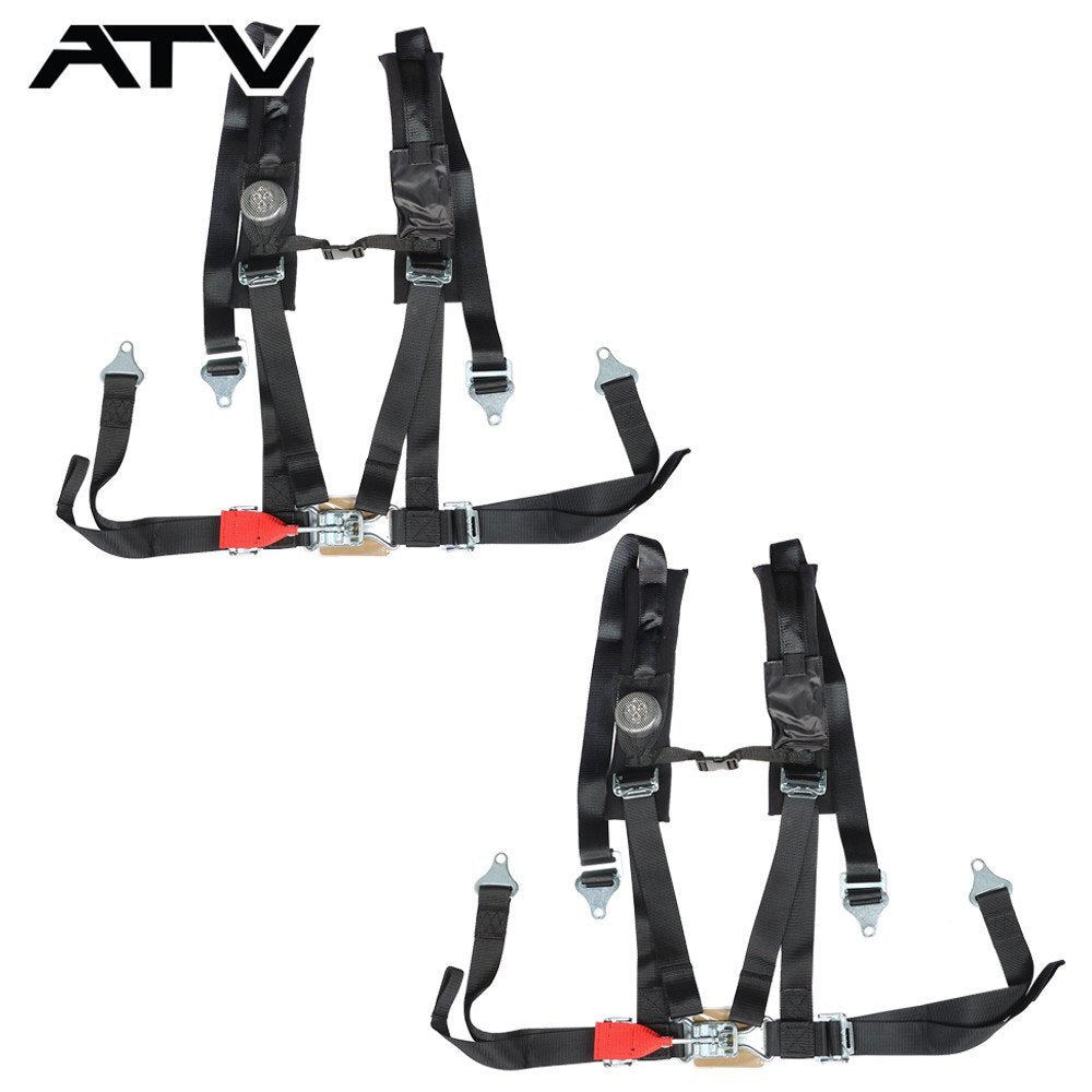 Black Seat Belt Harness Pair Of 4 Point 2" Padded For Polaris RZR XP S 4 1000