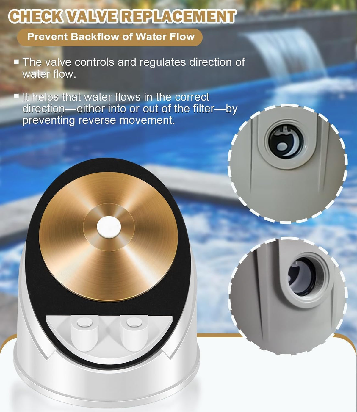 ECX4077B1 Check Valve Replacement for for Hayward Perflex//RegenX D.E. Filter