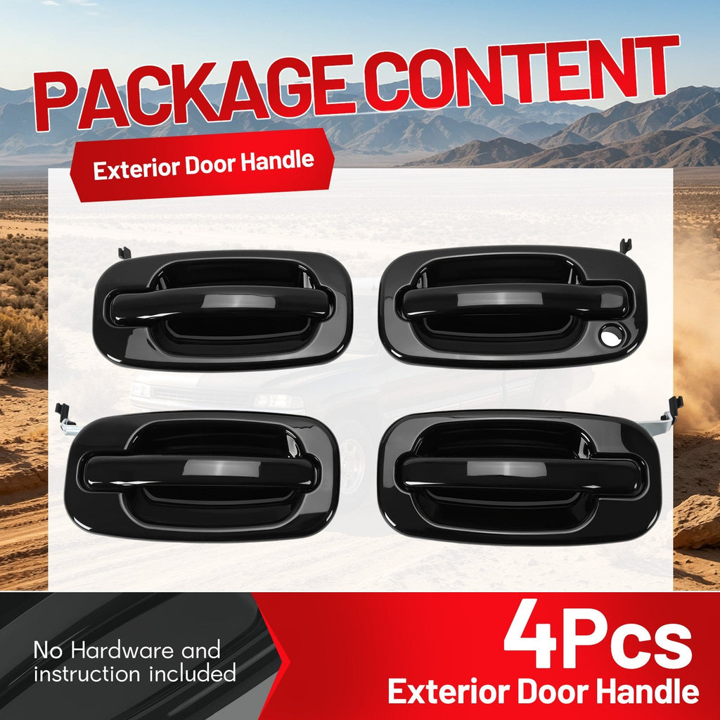 4Pcs NEW Outside Door Handles Set Painted Black For Silverado Tahoe Sierra 99-06