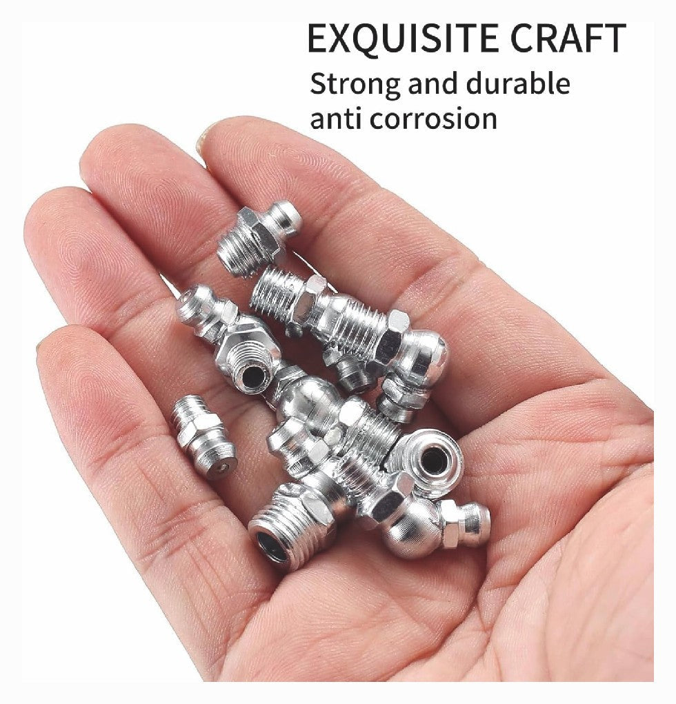 60Pcs Grease Fittings Assortment with Grease Gun Coupler, Zerk Grease Fittings K
