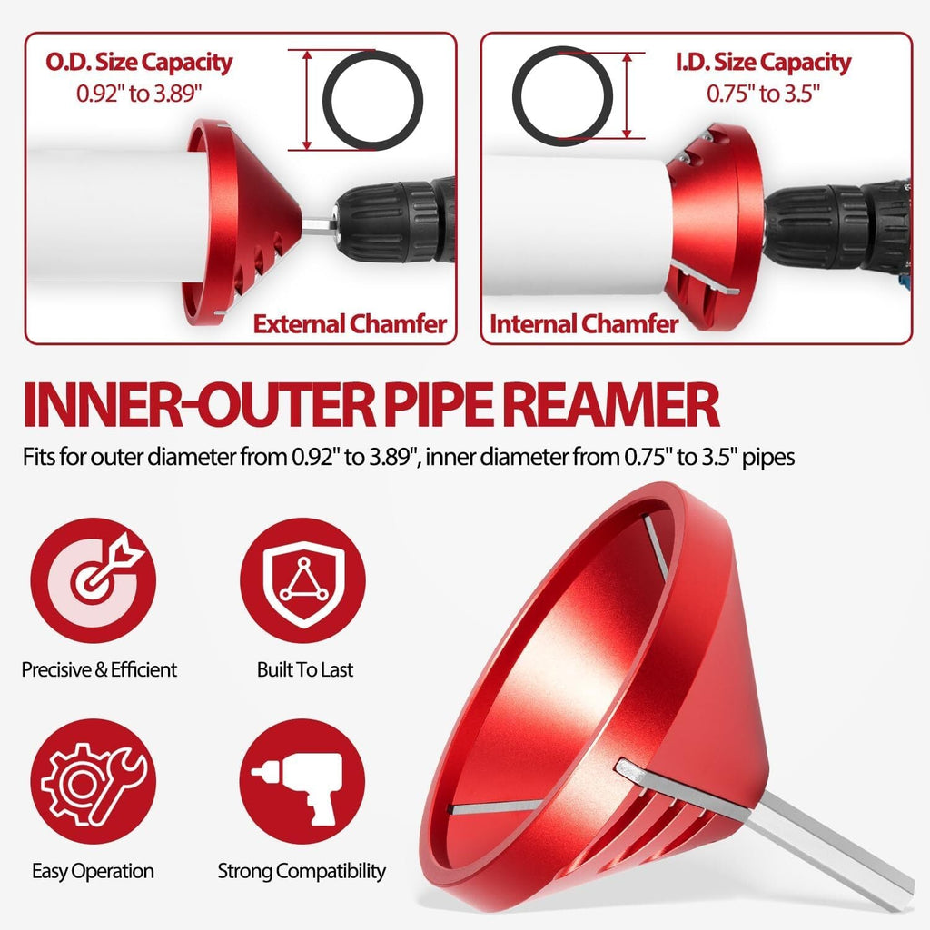 2 in 1 Inner-Outer PVC Deburring Tool PVC Chamfer Tool for PVC, CPVC, ABS, PP,PE
