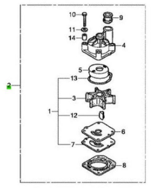 06193-ZZ0-000 Honda Marine Complete Water Pump Rebuild Kit for BF75D and BF90D