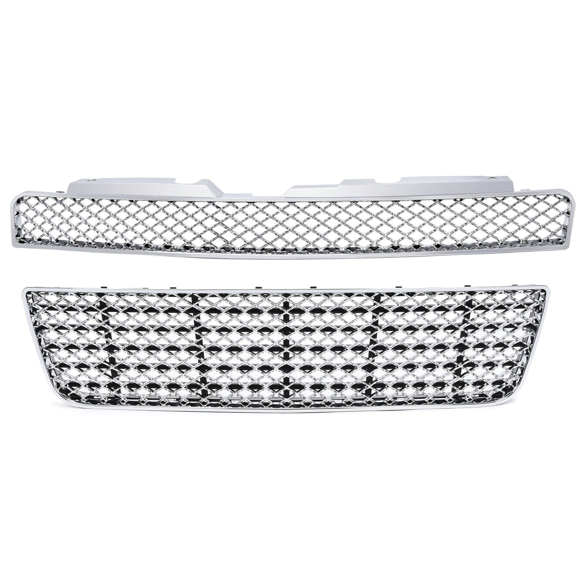 For 06-16 Chevy Impala/Limited Chrome Mesh Style Front Upper+Lower Bumper Grille