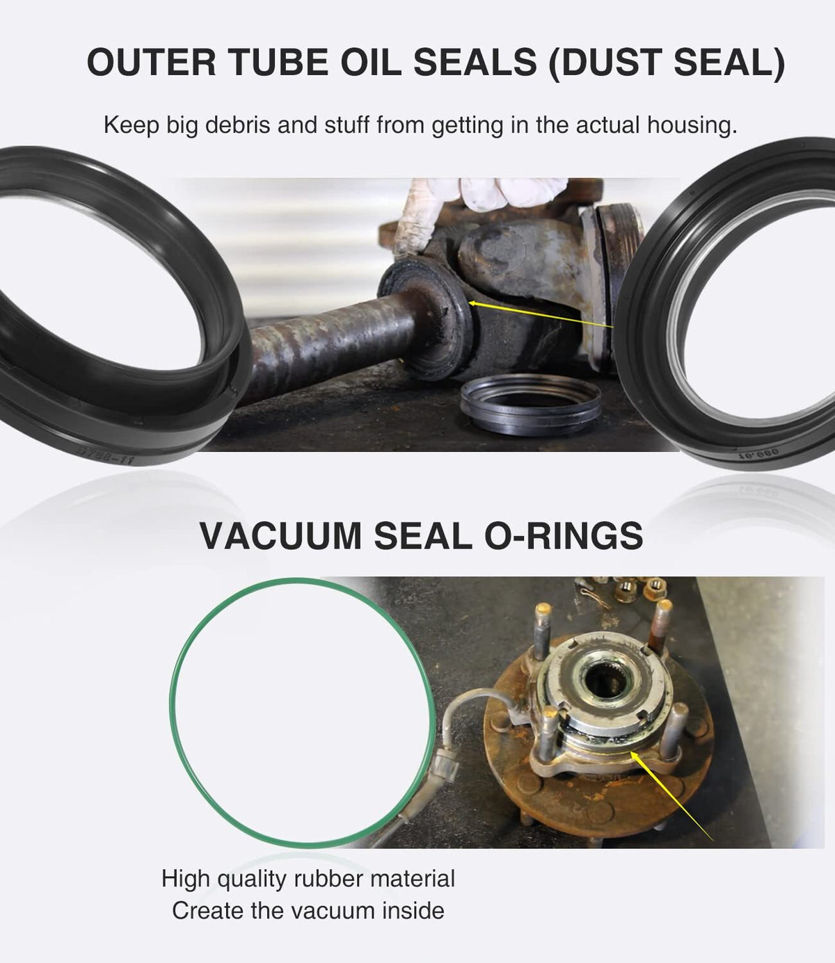 Front Axle Knuckle Tube Seal Kit & Thrust Washer Snap Ring for Ford F250 F350