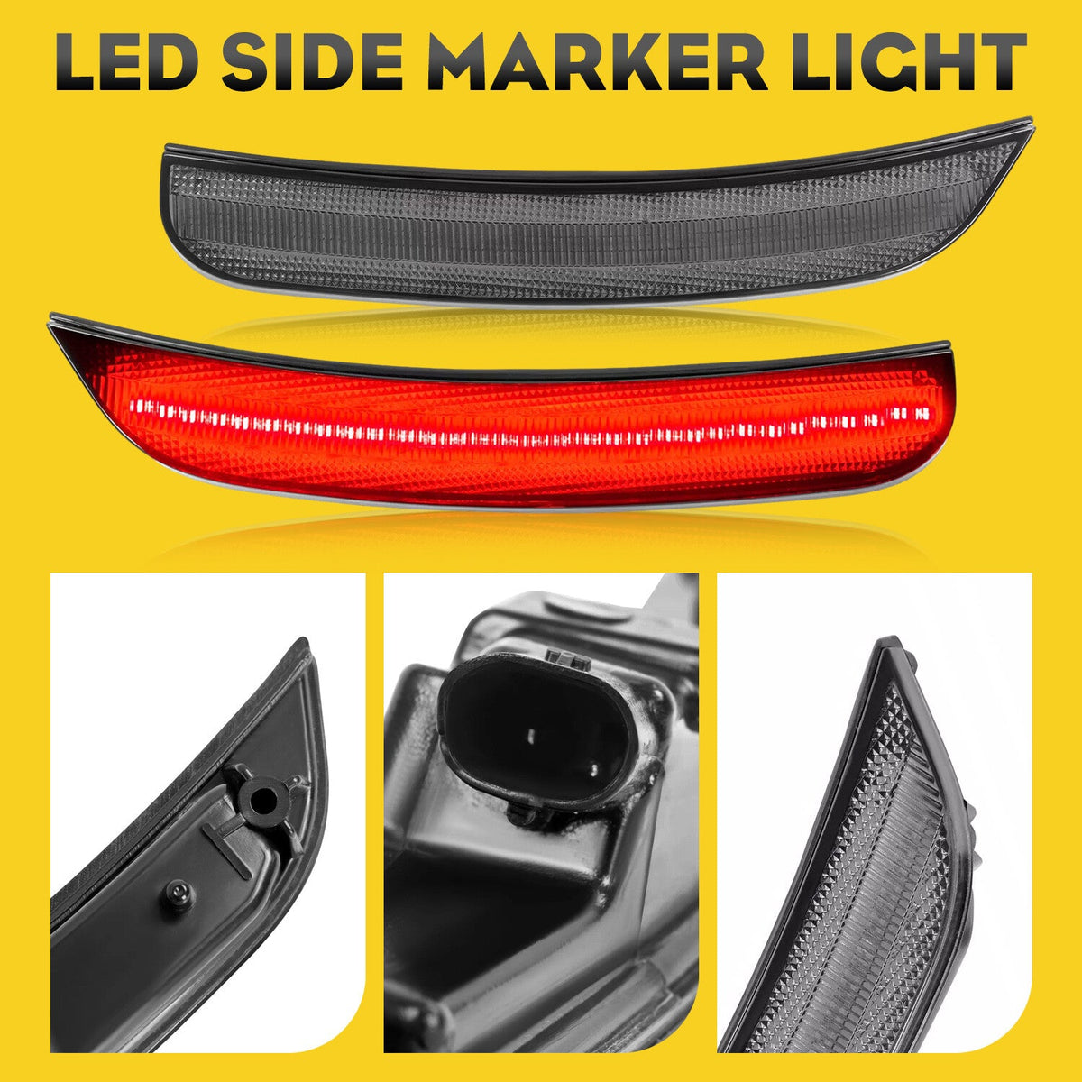 2X Rear Red Smoked LED Side Marker Light Lamp For Chrysler 300 300S 300C 15-23