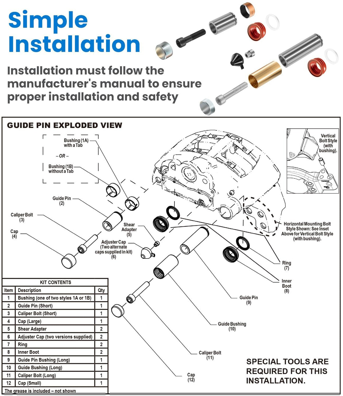 Caliper Guide Pin Kit for Bendix ADB22X Air Disc Brake 803114 BW803114 091.559