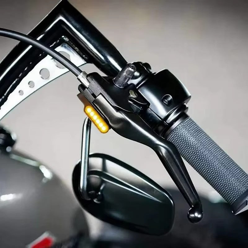 2PCS Mini Motorcycle Black LED Turn Signal Blinker Lights Amber For Harley Dyna