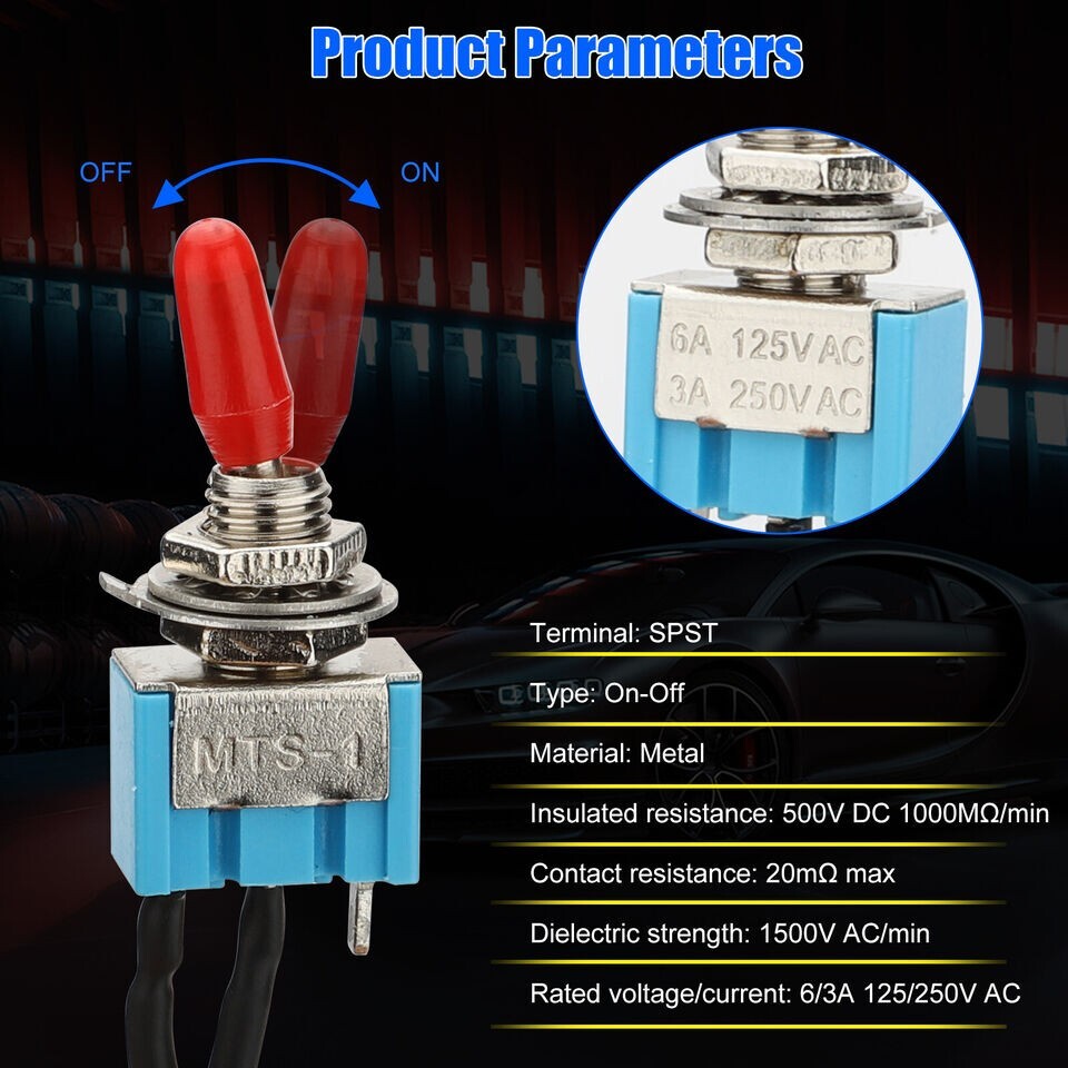10PCS SPST Mini Toggle Switch Wires On/Off Metal Small Automotive/Boat/Car/Truck