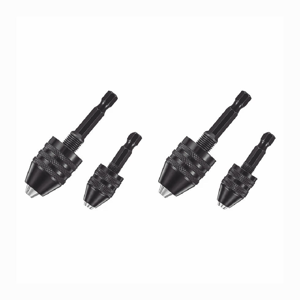 4Pcs 1/4"Hex Shank Keyless Drill Chuck Adapter Bit Change Converter Driver Black