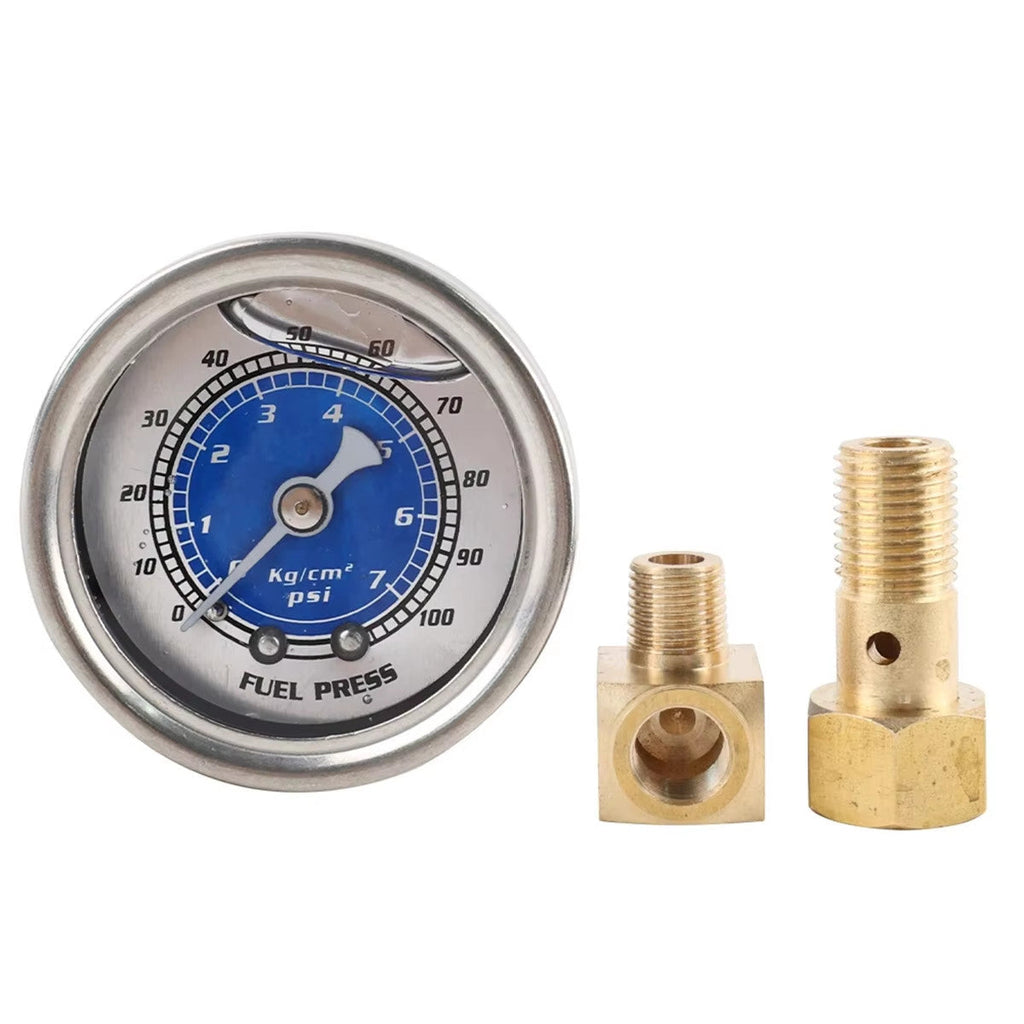 Liquid Filled Meter Fuel Pressure Gauge 1/8 NPT 100PSI For VMS Honda Acura Civic