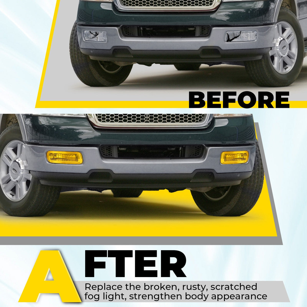 2PCS Yellow Lens Front Left & Right Fog Lights Lamps For Ford F150 F-150 2004-06
