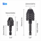 4Pcs 1/4"Hex Shank Keyless Drill Chuck Adapter Bit Change Converter Driver Black