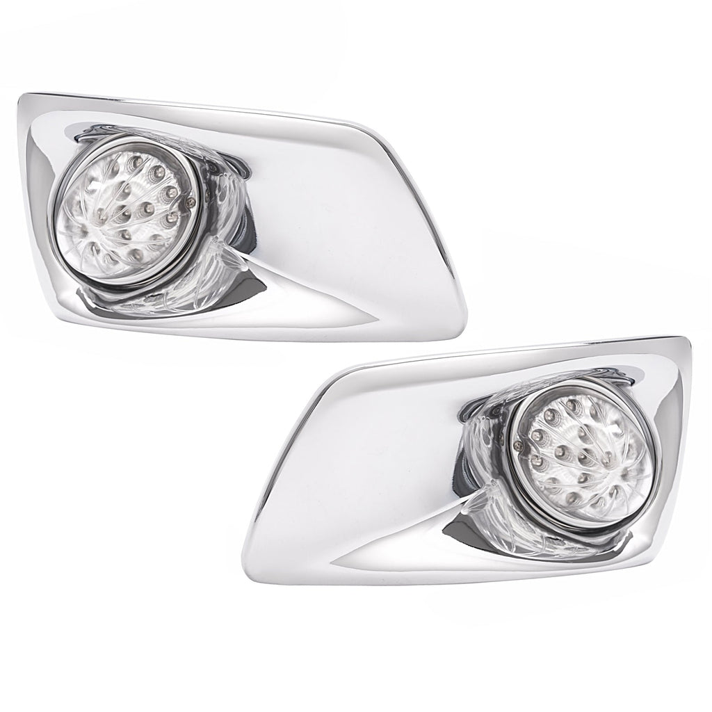 LED Fog Lights Lamp W/Bezel Clear Lens Pair LH & RH For Kenworth T660 2007-2017
