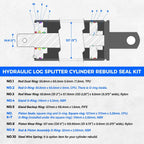 5.0" Bore x 2.0" Rod Cylinder Hydraulic Log Splitter Cylinder Rebuild Seal Kit