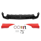 For 22-26 Honda Civic Sedan Red Rear Bumper Diffuser + Corner Spat w/LED Light