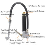 Air Tire Inflator With Pressure Gauge (10-120 PSI) Dual Head Chuck for Car Truck