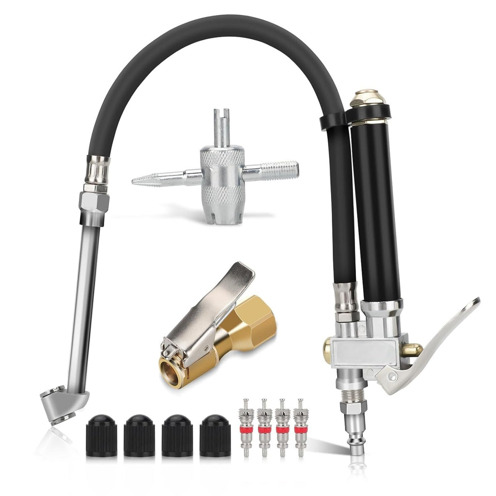 Air Tire Inflator With Pressure Gauge (10-120 PSI) Dual Head Chuck for Car Truck