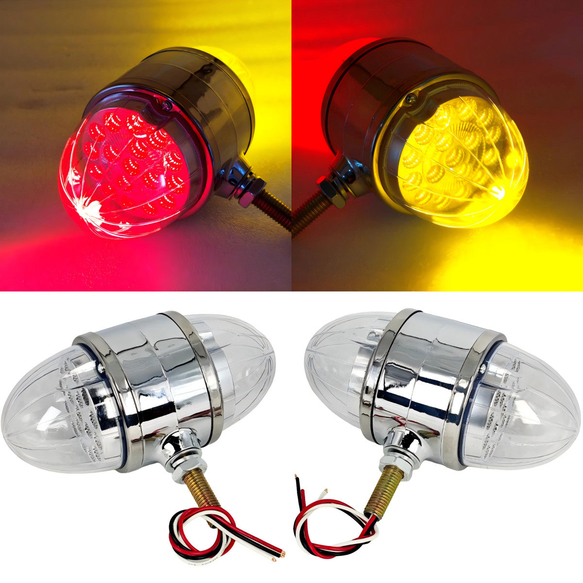 2X Amber/Red Light Clear Lens 17 LED Watermelon Light Fit Peterbilt 330 335