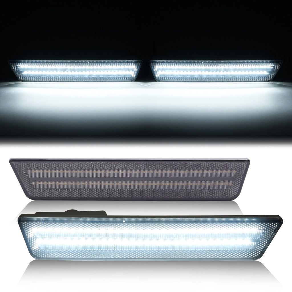 White/Smoke Rear Bumper LED Side Marker Lights For Dodge Charger 2011-2014 Pair