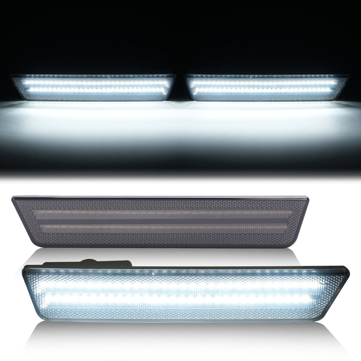 White/Smoke Rear Bumper LED Side Marker Lights For Dodge Charger 2011-2014 Pair