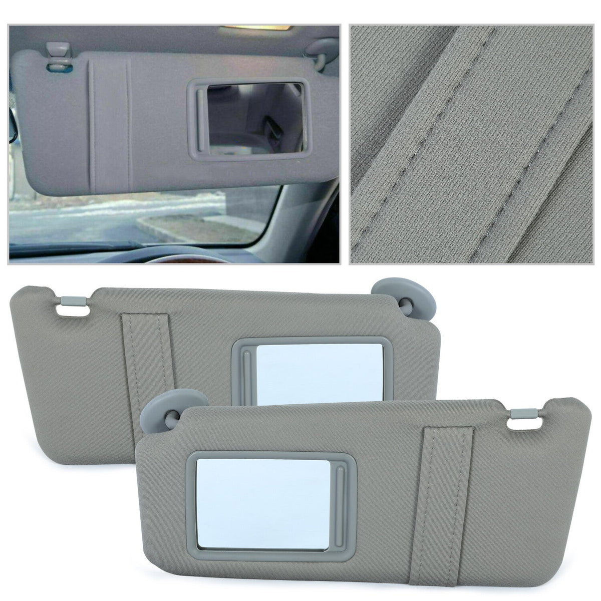 Pair Sun Visor Left & Right Side With Sunroof Gray For Toyota Camry 2007-2011
