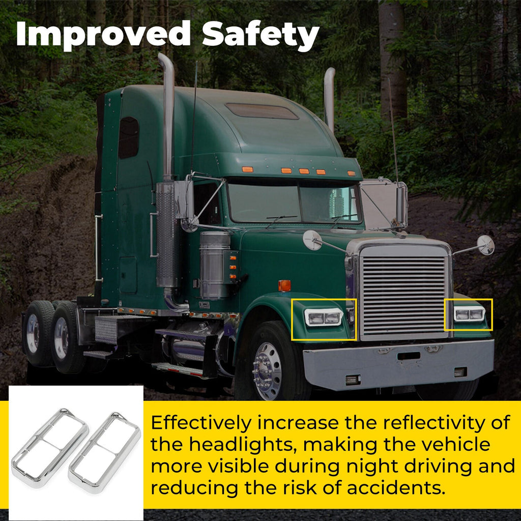 ABS Headlight Bezel w/ Visor Fit For Peterbilt 379 Freightliner Kenworth Truck