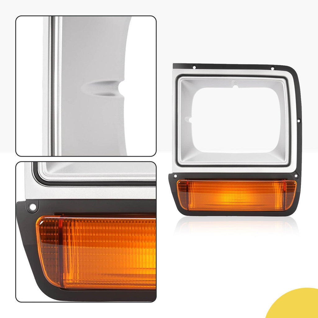 Fit For Dodge Pickup Truck Headlight Headlamp Bezel Pair w/ Corner Parking Light