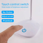 USB LED Desk Light Dimmable Bedside Reading Lamp Rechargeable Touch Control US