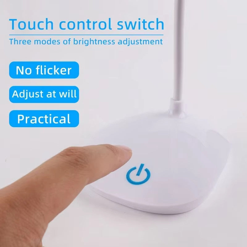 USB LED Desk Light Dimmable Bedside Reading Lamp Rechargeable Touch Control US