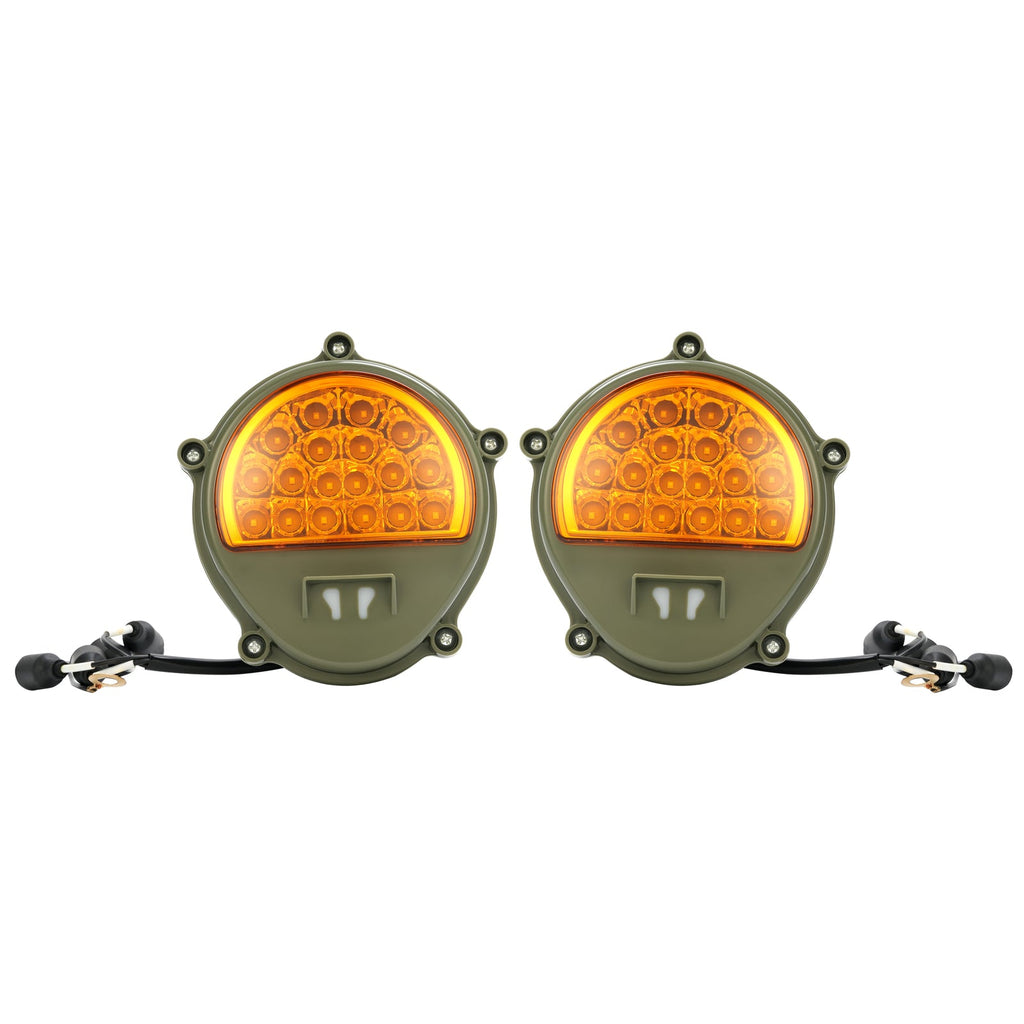 2x New LED Front Turn Signal Lights Yellow Lens For Humvee M35 M998 #12422957
