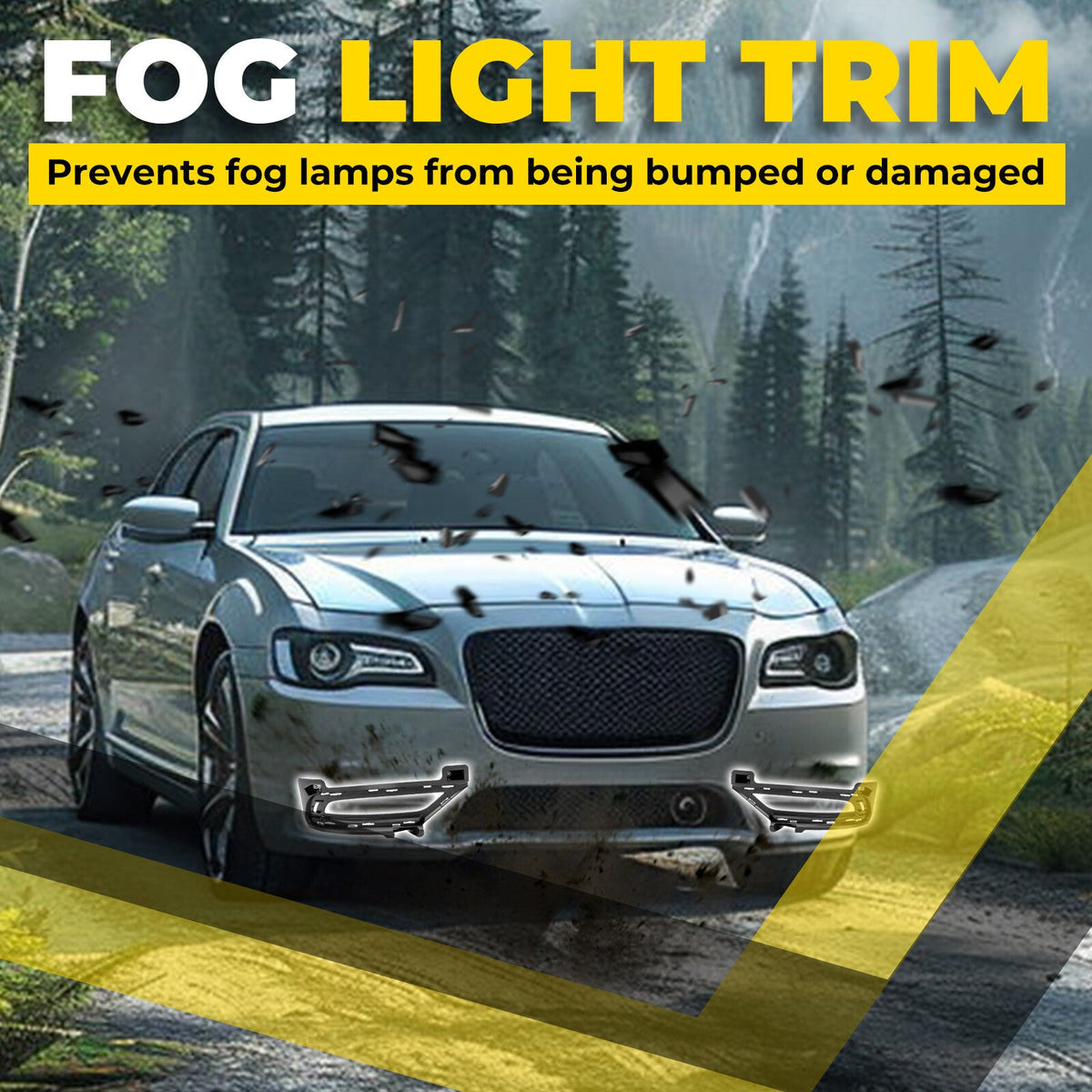 Fog Light Trims Driving Lamp Bezel Driver & Passenger For Chrysler 300 2015-2024