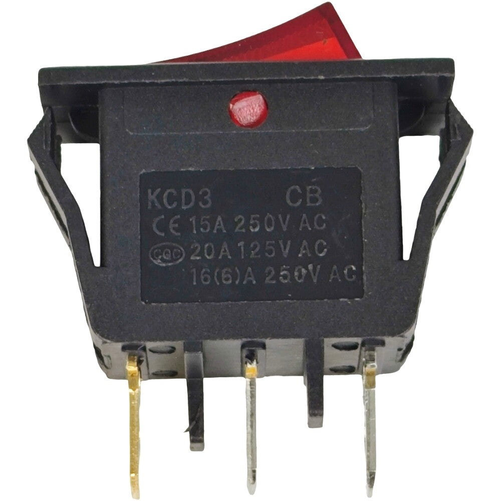 Lighted Rocker Switch On Off ZE-215 for Zing Ear 3 Prong SPST Snap-in