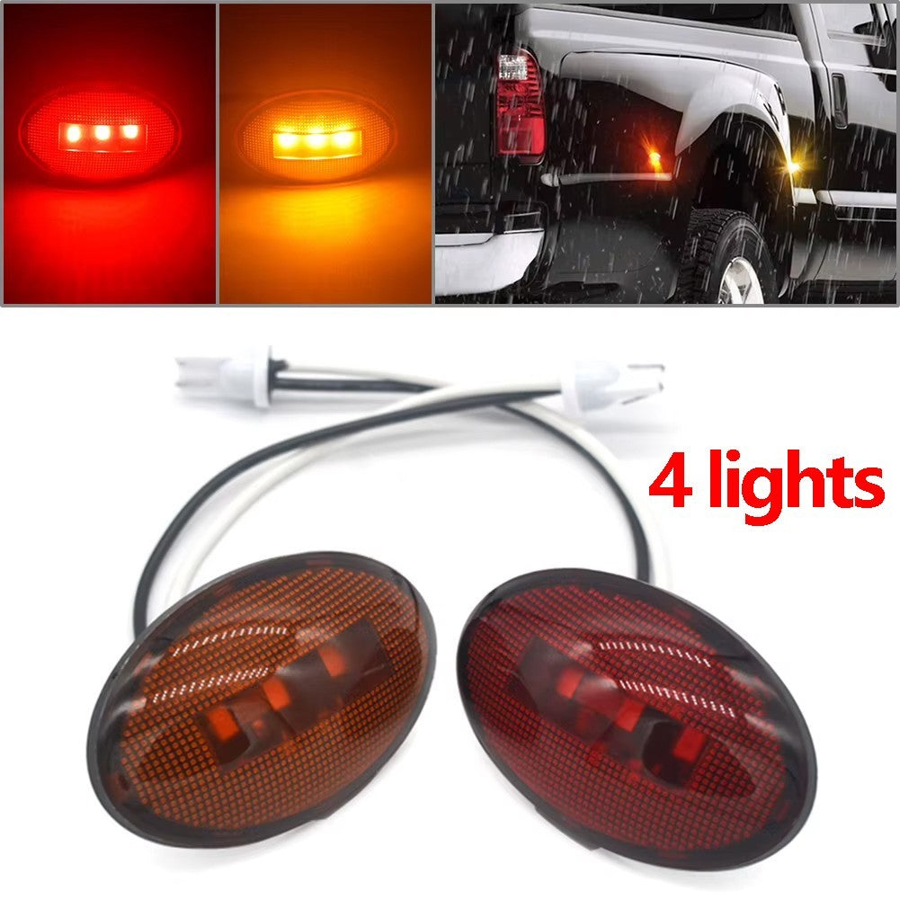 For 1999-2010 Ford F350 F450 Amber/Red Side Fender Marker Dually Bed LED Light