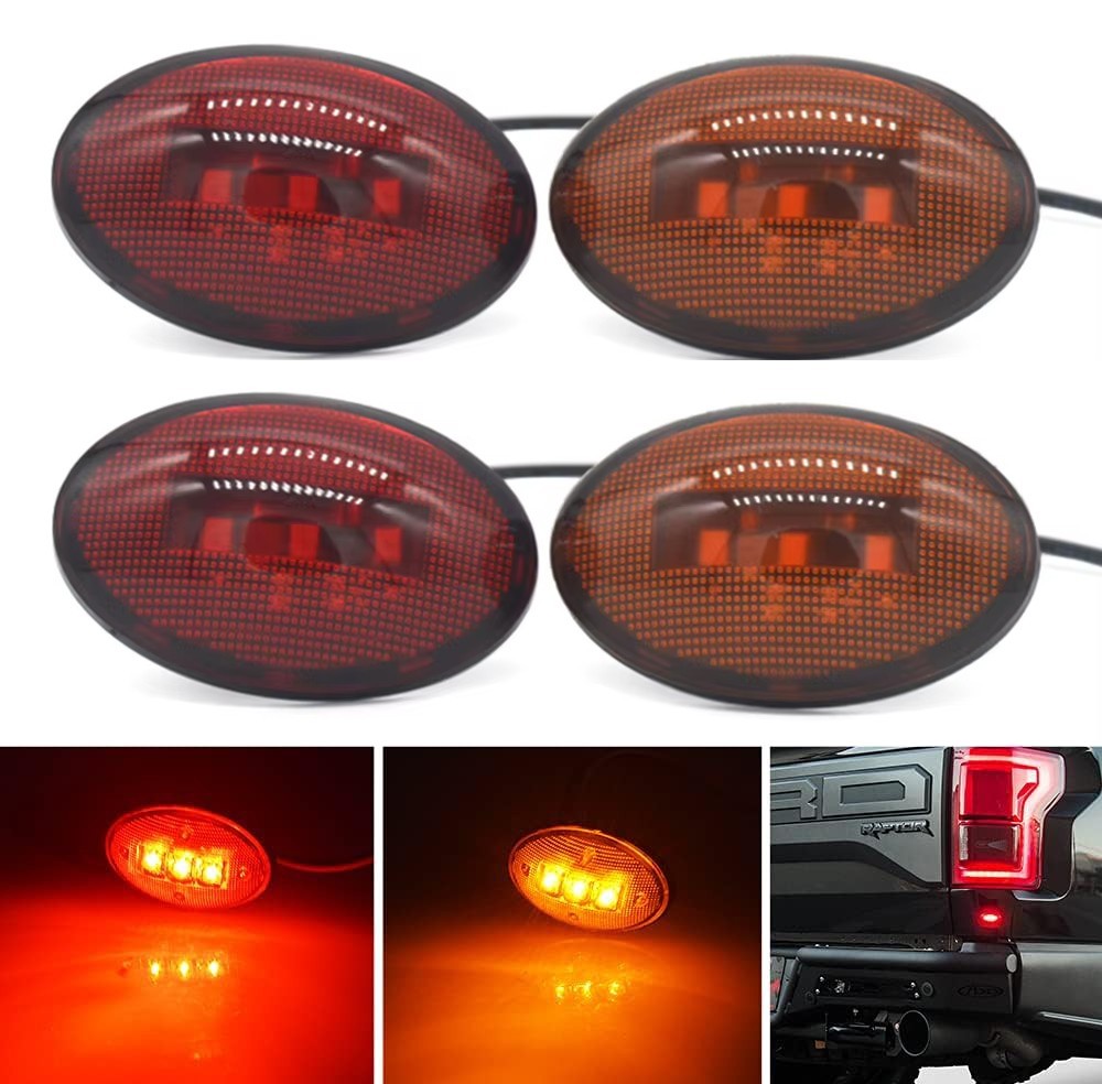 For 1999-2010 Ford F350 F450 Amber/Red Side Fender Marker Dually Bed LED Light