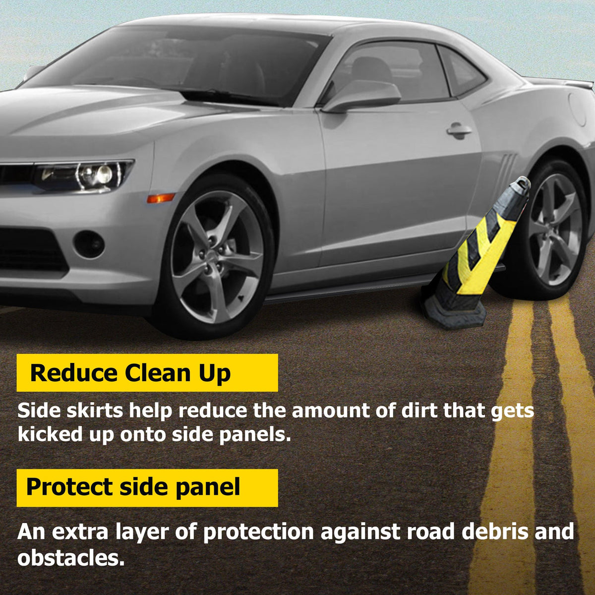 Glossy Black Side Skirts Extension Splitter For 2010-2015 Chevy Camaro LT LS SS