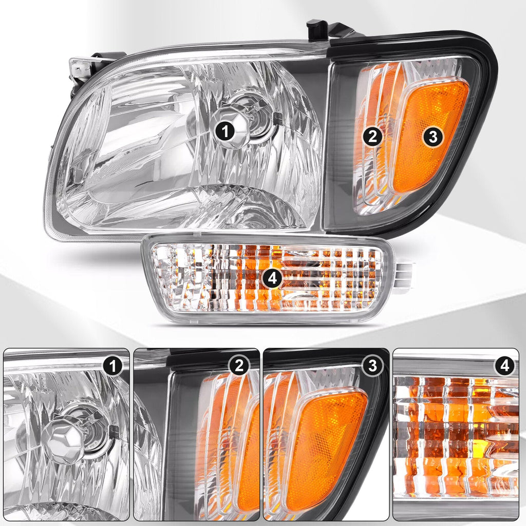 For Toyota Tacoma 2001-2004 Headlights Corner Signal Lights Bumper Lamp w/Bulbs