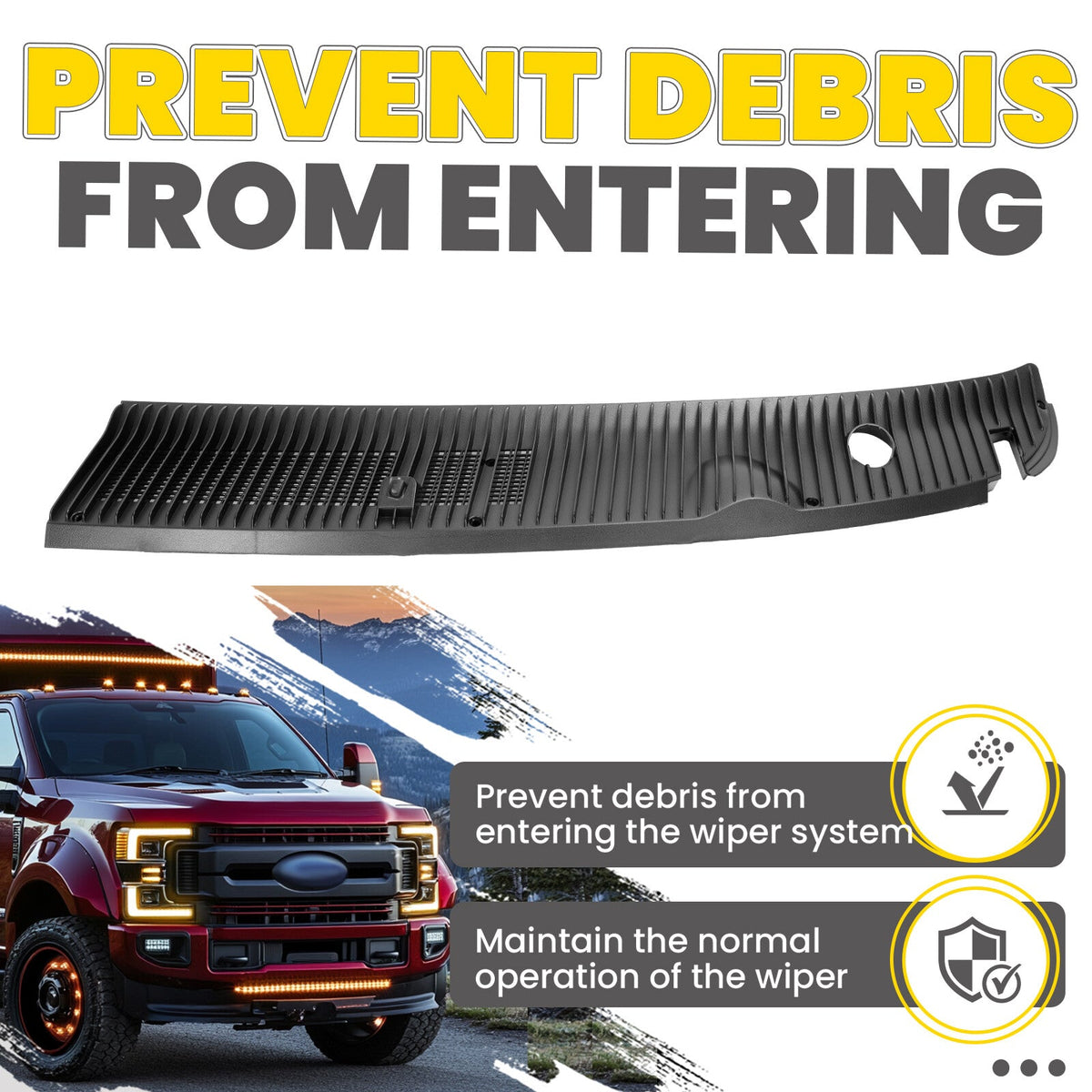 For Ford E-Series E350 Econoline 1992-2024 Wiper Cowl Vent Panel Grille Left