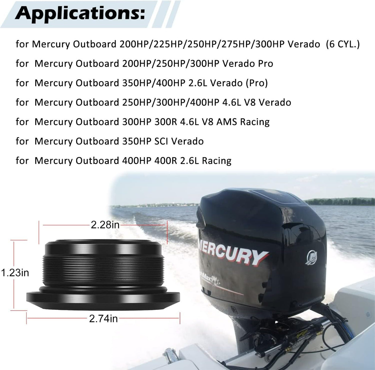 2Pcs Verado Trim Cap For Mercury/Mariner Outboard 6-Cyl 225HP 250HP 275HP 300HP