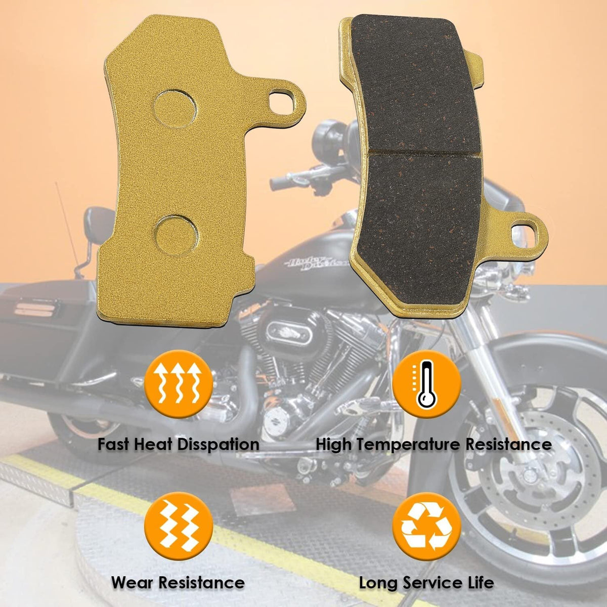 Front & Rear Ceramic Brake Pads For Harley Davidson FLHX Street Glide 2008-2015