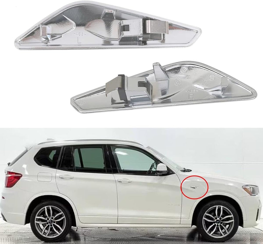 Left + Right Side Fender Chrome Emblem Moulding For BMW X3 F25 X4 F26 2015-2017