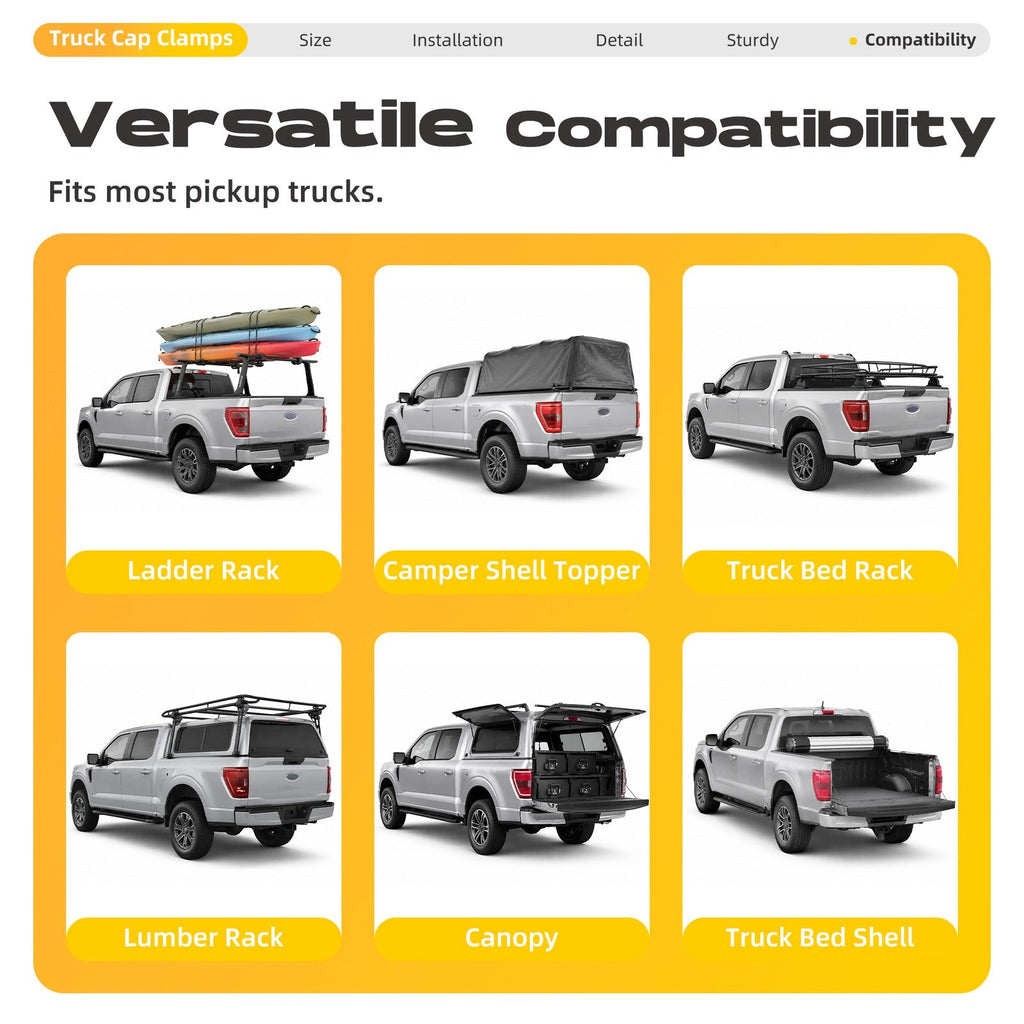 8Pcs Truck Cap Topper Camper Shell Mounting Clamps Aluminum Truck Bed Clamp