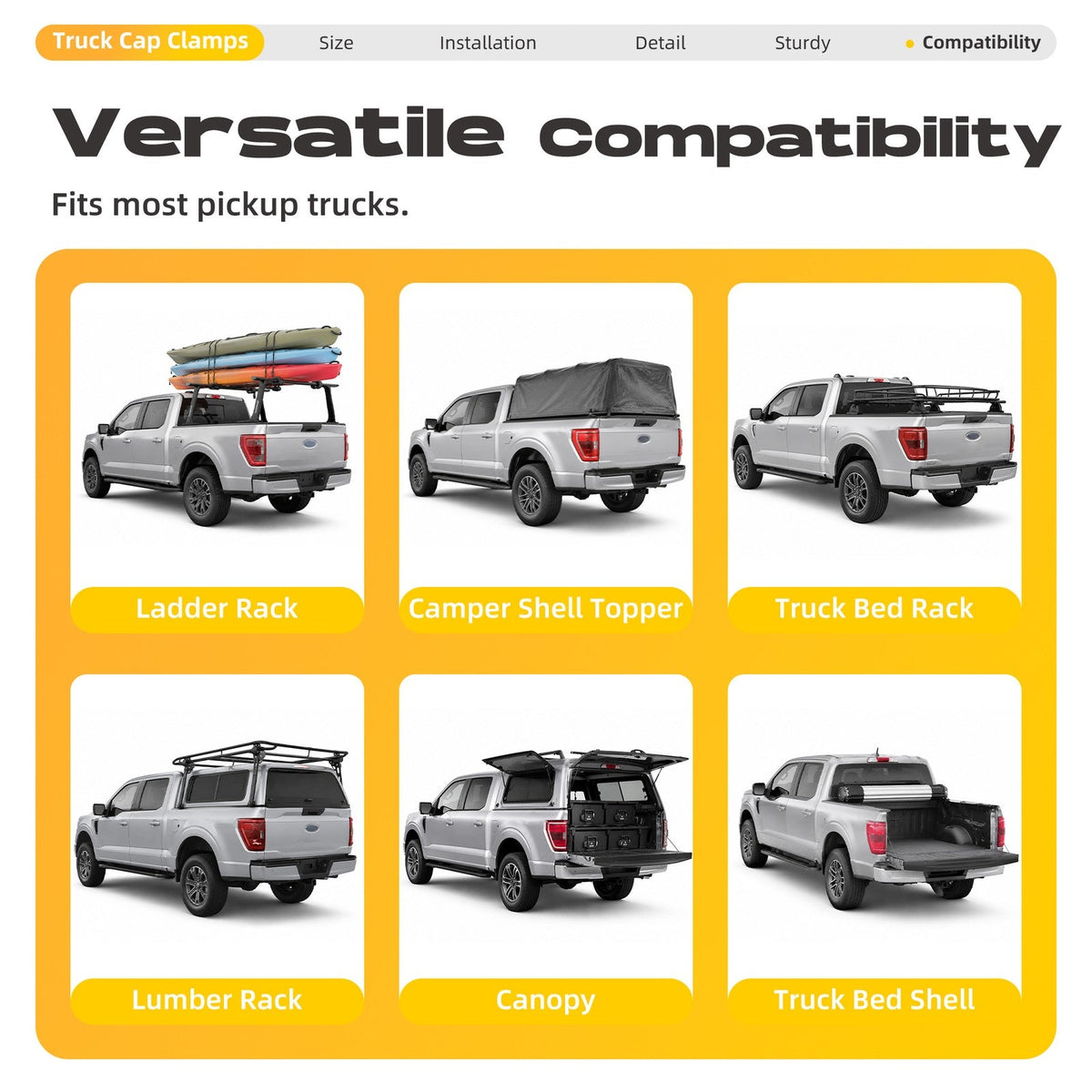 8Pcs Truck Cap Topper Camper Shell Mounting Clamps Aluminum Truck Bed Clamp