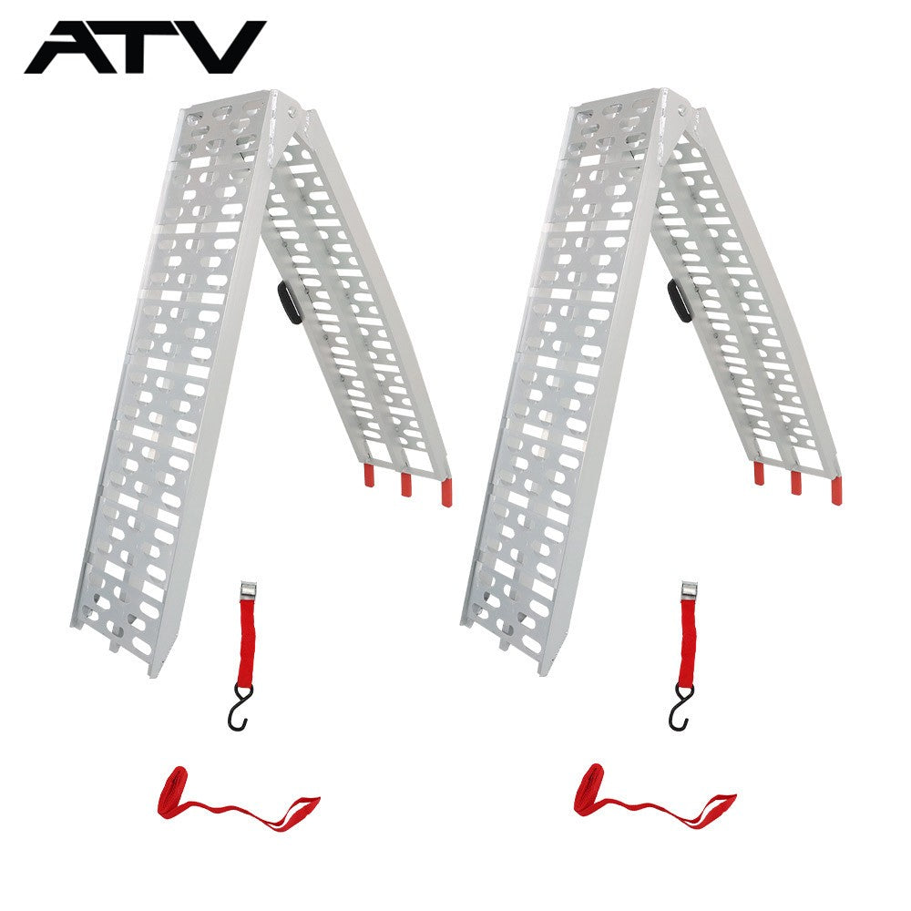 2X 750lbs Aluminum Loading Ramp Arched For Motorcycle ATV UTV Truck Lawnmower