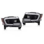 For Jeep Grand Cherokee 2011 2012 2013 LED DRL Projector Headlights Black Pair