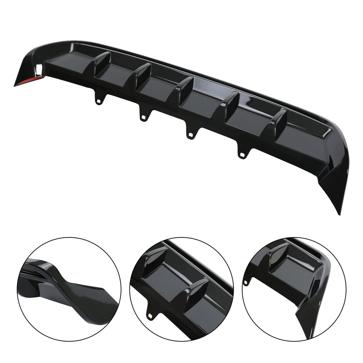 For Toyota Camry SE XSE 2018-2023 Shark Fin Rear Bumper Diffuser Glossy Black